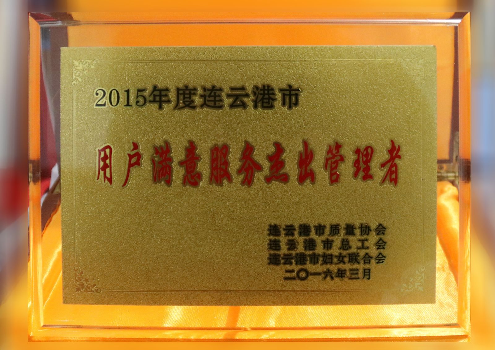 公交新浦公司朱华丽同志荣获“2015年连云港市用户满意服务杰出管理者”称号